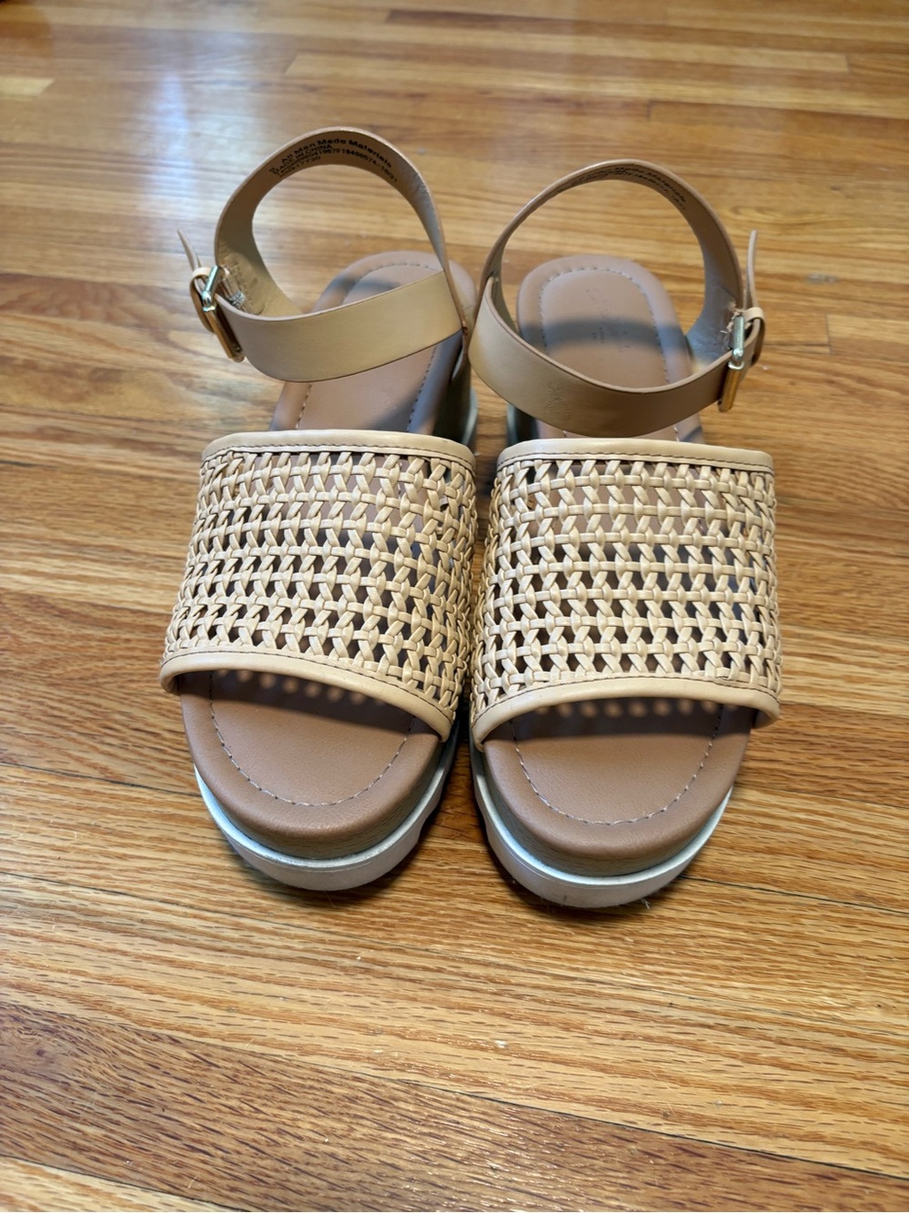 Target Beige Woven Ankle-Strap Sandals